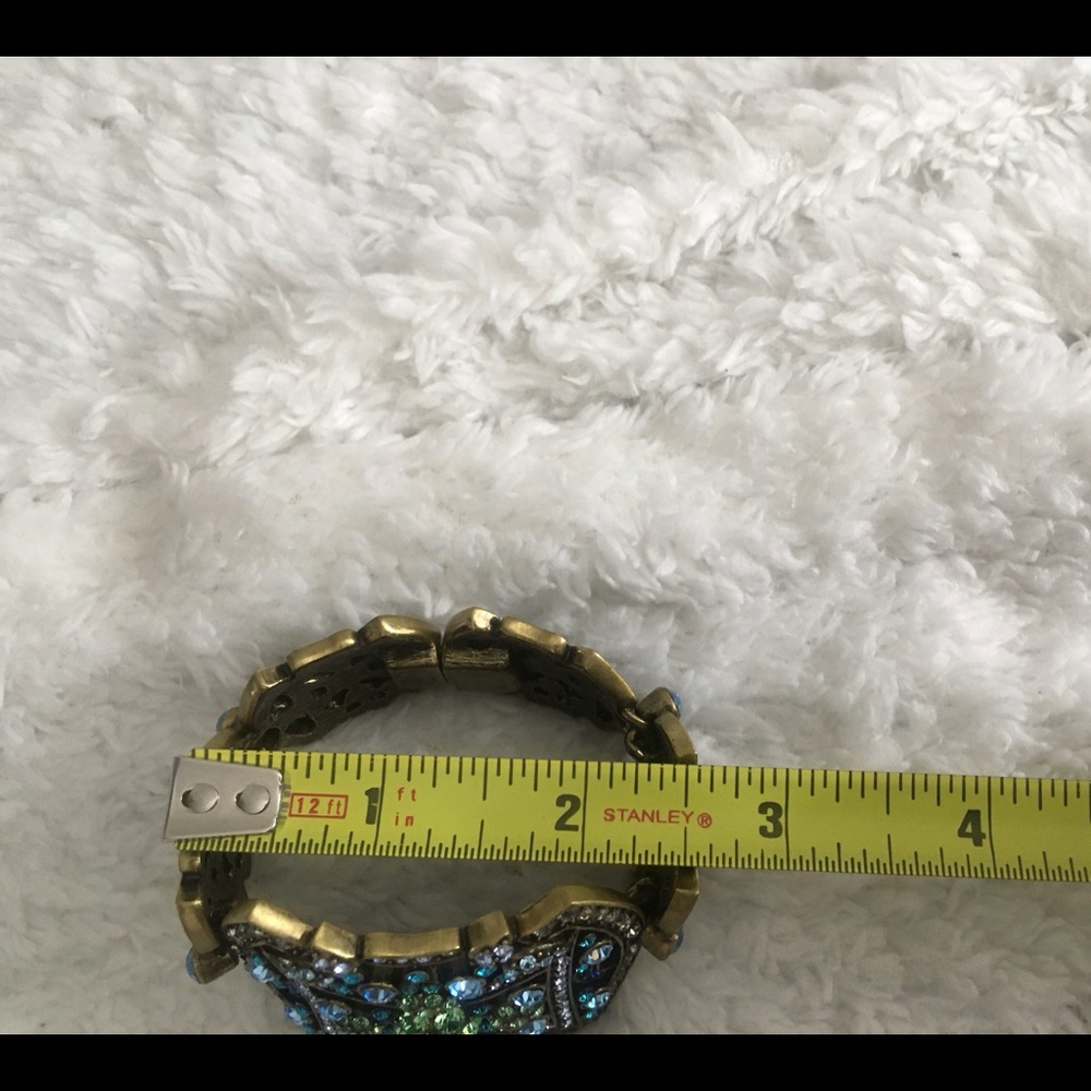 LaVintage Antique Brass Swarovski Cuff Bangle - Picture 8 of 9